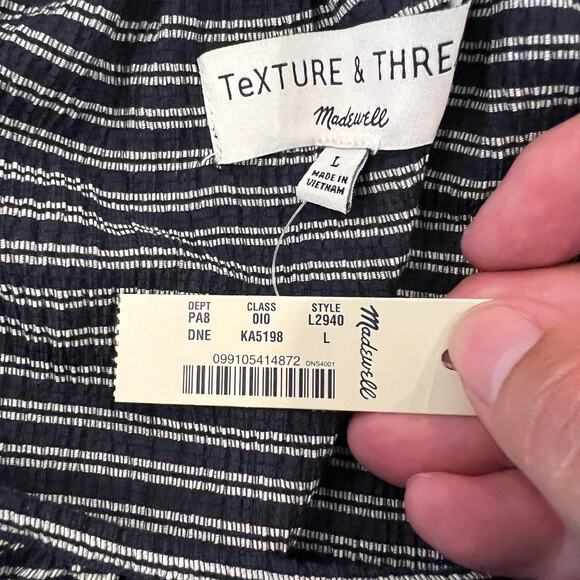NWT Madewell Texture & Thread Navy & White Stripe Peasant Boho Top- SIZE SMALL - Picture 7 of 8